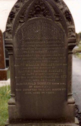 Scholes family gravestone in Glossop cemetery