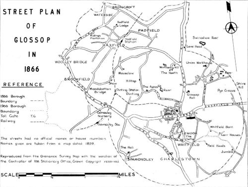 Street Plan of Glossop in 1866