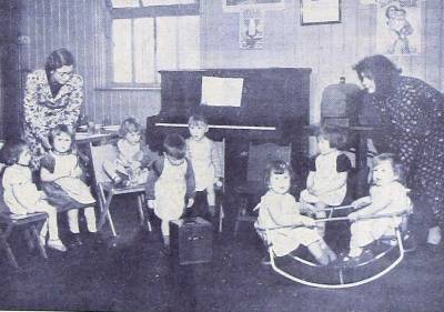 Children at Hadfield Nursery School when it first opened in January 1938