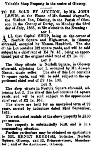 Numbers 1, 2 and 3 advertised for auction