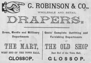 George Robinson's advertisement of January 1882