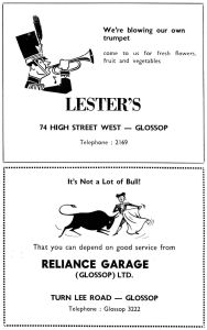 Lester's and Reliance Garage advertisements