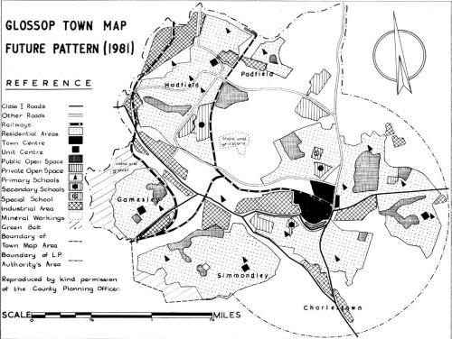 Glossop Town Map Future Pattern (1981)