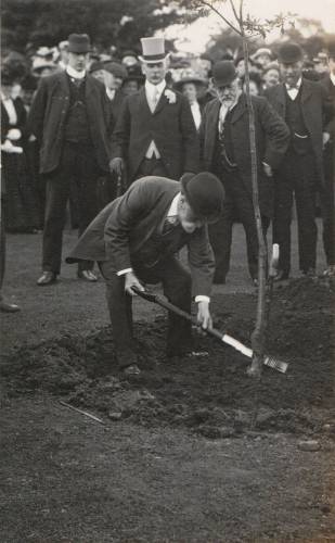 Captain Partington planting the commemorative oak
