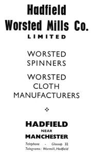Hadfield Worsted Mills advertisement