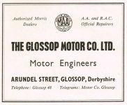 Glossop Motor Co advertisement