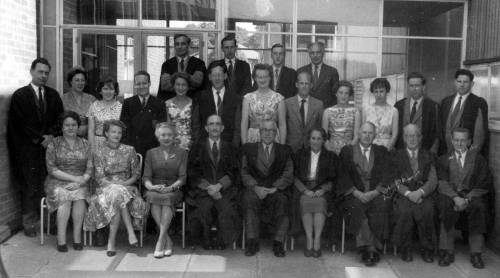 Staff at the new school early 1960 with Mr Lord front row centre