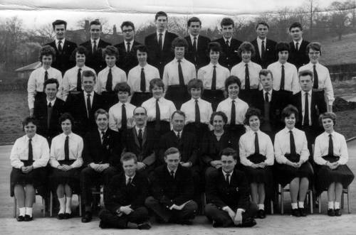 Prefects and Monitors 1961-2 with Mr J Climo Mr Hall and Miss Greenwood