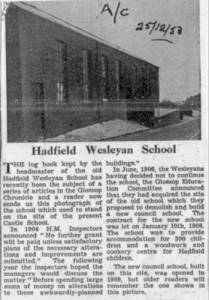 Wesleyan Day School, Cutting dated 25/12/1953