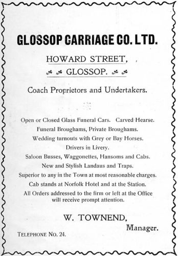 Glossop Carriage Co advert, Whitfield bazaar 1901
