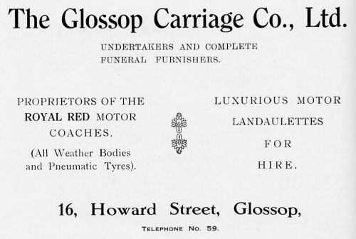 Glossop Carriage Co advert, Whitfield bazaar 1928