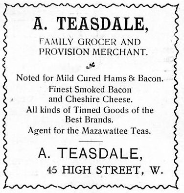 Advertisement for Albert Teasdale 1901
