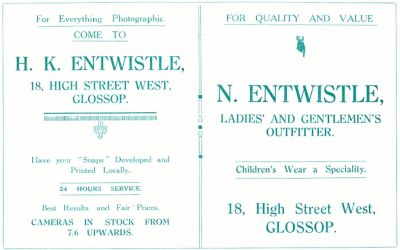 Advertisement for the two Entwistle businesses 1926