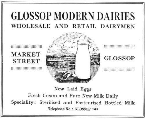 Glossop Modern Dairies advert 1933