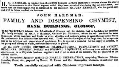 Advertisement in the Glossop Record of 17 June 1865