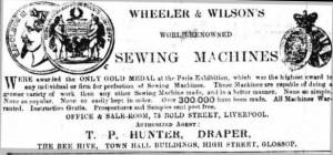 T P Hunter advert from 6 February1869