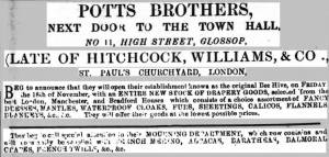 Potts Brothers advert from 31 December 1870