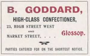 Benjamin Goddard's advertisement in A Sketch of Glossop 1904