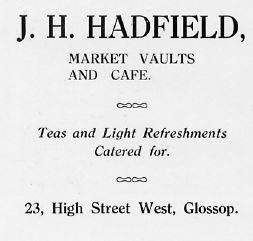 John Hyde Hadfield's advertisement in the Whitfield Church bazaar programme 1928