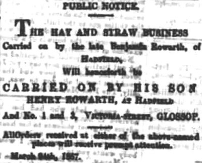 Henry Rowarth advertisement 1887